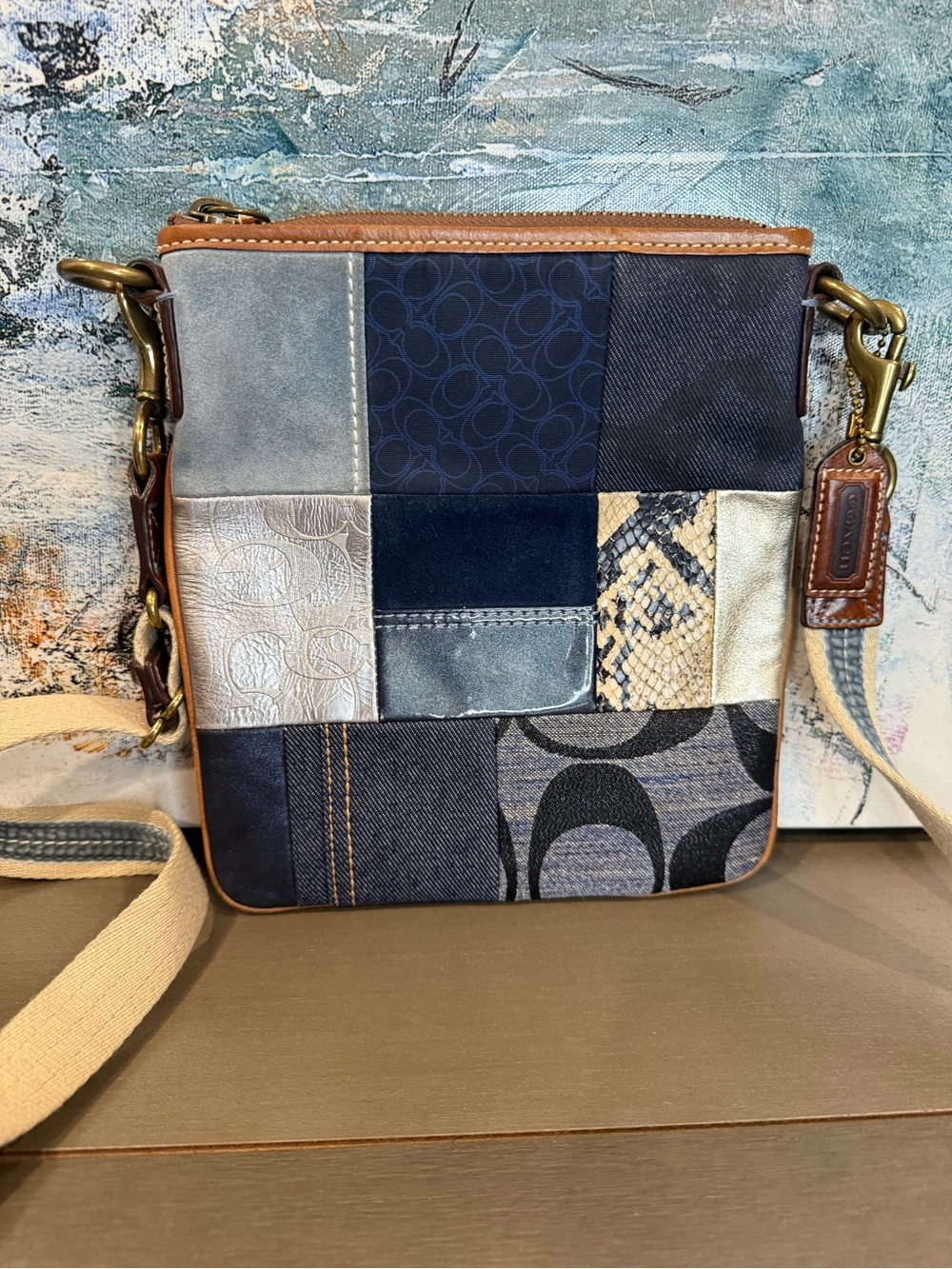 Y2K Coach Signature Denim Patchwork Swingpack Crossbody Bag 10006 Archive 2006 - Picture 5 of 12